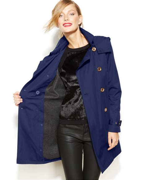 michael kors blue coat|michael kors black trench coat.